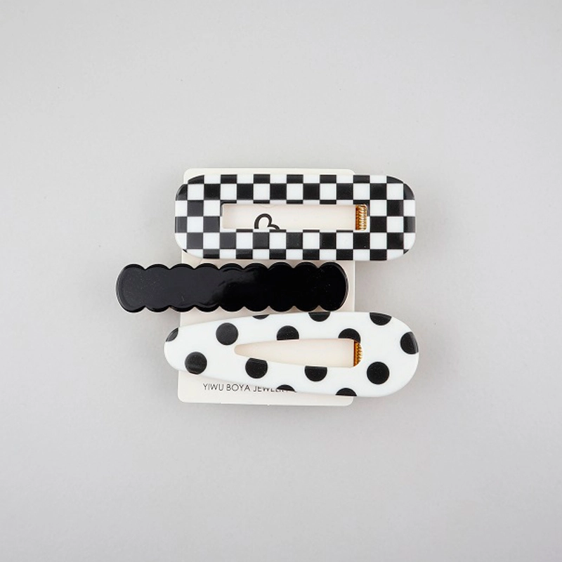 black and white hair pin set