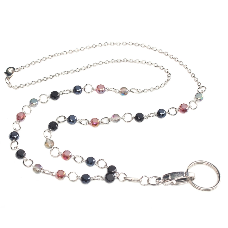 metallic glass bead lanyard