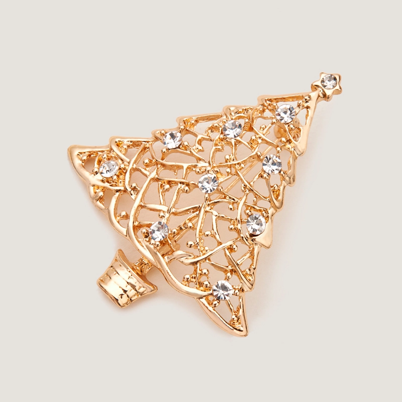 gold christmas tree brooch