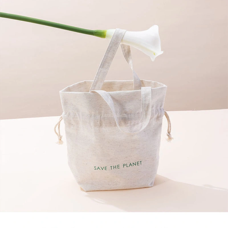 Waterproof Beauty Drawstring Bag Linen Cotton