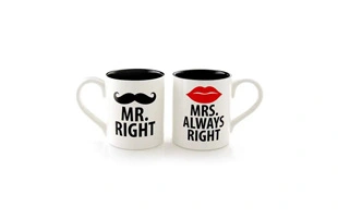 طقم مج قهوة سيراميك ، أكواب Mr & Mr